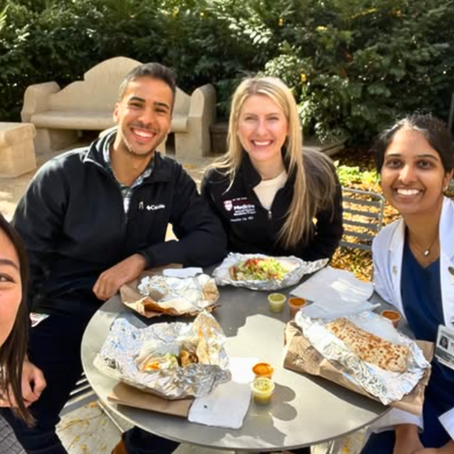 Residents having lunch